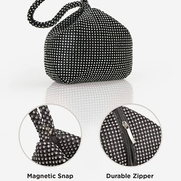 ⭐️ Women's Rhinestone Clutch Evening Bags Sparkly Glitter Triangle Purse - Picture 3 of 6